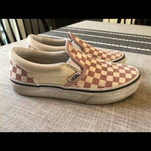 Girl’s pink and white check Vans, size 2